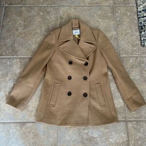 Women's Tan Double-Breasted PeaCoat